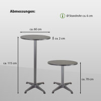 2x Stehtisch 2in1 Bistrotisch Alu klappbar höhenverstellbar 70/115 cm Ø 60 cm Partytisch Bartisch