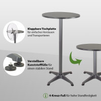 2x Stehtisch 2in1 Bistrotisch Alu klappbar höhenverstellbar 70/115 cm Ø 60 cm Partytisch Bartisch