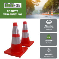 2x Verkehrsleitkegel Pylone flexibel bruchsicher reflektierend Warnkegel Leitkegel Markierungskegel