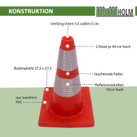 2x Verkehrsleitkegel Pylone flexibel bruchsicher reflektierend Warnkegel Leitkegel Markierungskegel