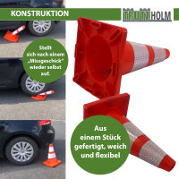 2x Verkehrsleitkegel Pylone flexibel bruchsicher reflektierend Warnkegel Leitkegel Markierungskegel