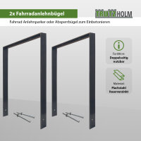 2x Fahrradanlehnbügel 116,5x77 cm Flachstahl 13 mm Anthrazit Einbetonieren Fahrradständer Parker Typ U