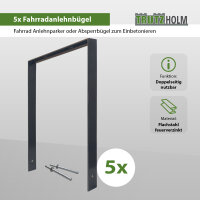 5x Fahrradanlehnbügel 116,5x77 cm Flachstahl 13 mm Anthrazit Einbetonieren Fahrradständer Parker Typ U