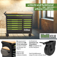 Werkstattwagen Star XL unbestückt 103 x 112 cm Stahl schwarz/grün 12 Schubladen Hartholzplatte
