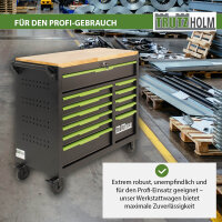 Werkstattwagen Star XL unbestückt 103 x 112 cm Stahl schwarz/grün 12 Schubladen Hartholzplatte