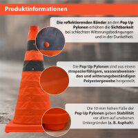 4x Pylon faltbar 45 cm Leitkegel Warnkegel Verkehrskegel Sicherheitskegel reflektierend