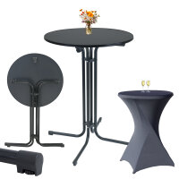Set Stehtisch klappbar Ø 80 cm in Anthrazit &...