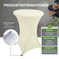 Set Stehtisch klappbar Ø 80 cm in Anthrazit & Husse in Beige bügelfrei für Gastrotisch Bistrotisch