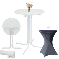 Set Stehtisch klappbar Ø 80 cm in Weiß &...