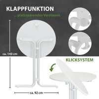 Set Stehtisch klappbar Ø 80 cm in Weiß & Husse Anthrazit bügelfrei für Gastrotisch Bistrotisch