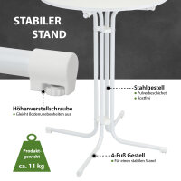 Set Stehtisch klappbar Ø 80 cm in Weiß & Husse Beige bügelfrei Gastrotisch Bistrotisch Partytisch