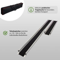TRUTZHOLM 2x Teleskoprampe 135-244 cm 272 kg Alu Rollstuhlrampe friktionsbeschichtet inkl. Tasche
