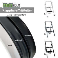 Trittleiter 2 Stufen klappbar TÜV/GS 150 kg Anti-Rutsch Haushaltstritt Klapptritt Leiter in weiß