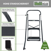 Trittleiter 3-stufig klappbar TÜV/GS 150 kg Anti-Rutsch Trittflächen Klapptritt Leiter in Anthrazit
