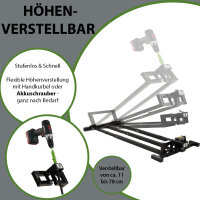 Rasentraktorheber 400 kg Tragkraft Akkuschrauber-Adapter, stufenlos & klappbar 45° Neigung Hebebühne