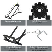 Rasentraktorheber 400 kg Tragkraft Akkuschrauber-Adapter, stufenlos & klappbar 45° Neigung Hebebühne
