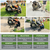 Rasentraktorheber 400 kg Tragkraft Akkuschrauber-Adapter, stufenlos & klappbar 45° Neigung Hebebühne