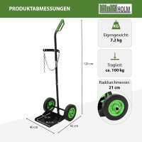 Gasflaschenkarre 100kg Traglast mit Handschutzbügel & Sicherungskette Transport von technischen Gase