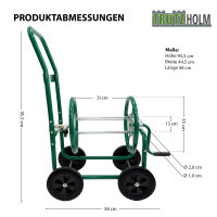 Schlauchwagen Basic 4 Räder 95,5 x 58 cm Stahl, für 50 m 3/4 Zoll Gartenschlauch grün
