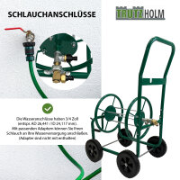 Schlauchwagen Basic 4 Räder 95,5 x 58 cm Stahl, für 50 m 3/4 Zoll Gartenschlauch grün