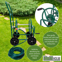 Schlauchwagen Basic 4 Räder 95,5 x 58 cm Stahl, für 50 m 3/4 Zoll Gartenschlauch grün