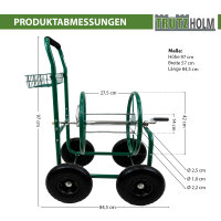 Schlauchwagen Premium 4 Vollgummiräder 92x57x78 cm Stahl, für 80 m Gartenschlauch 3/4" Anschluß grün