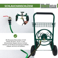 Schlauchwagen Premium 4 Vollgummiräder 92x57x78 cm Stahl, für 80 m Gartenschlauch 3/4" Anschluß grün