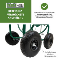 Schlauchwagen Premium 4 Vollgummiräder 92x57x78 cm Stahl, für 80 m Gartenschlauch 3/4" Anschluß grün