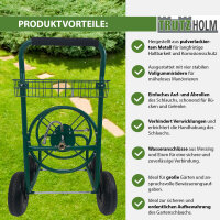 Schlauchwagen Premium 4 Vollgummiräder 92x57x78 cm Stahl, für 80 m Gartenschlauch 3/4" Anschluß grün