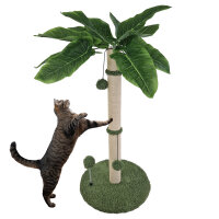 Kratzbaum Palme 85 cm Höhe mit Frottee & Sisal Kratzsäule zum Krallen wetzen Spielen Klettern