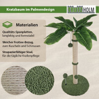Kratzbaum Palme 85 cm Höhe mit Frottee & Sisal Kratzsäule zum Krallen wetzen Spielen Klettern