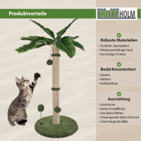 Kratzbaum Palme 85 cm Höhe mit Frottee & Sisal Kratzsäule zum Krallen wetzen Spielen Klettern