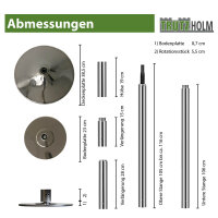 Pole Dance Tanzstange Profi 223 - 274 cm Ø 45 mm Tabledance Static & Spinning ohne Bohren