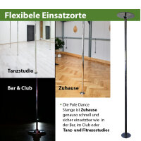 Pole Dance Tanzstange Profi 223 - 274 cm Ø 45 mm Tabledance Static & Spinning ohne Bohren