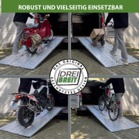 DREIBREIT by TRUTZHOLM Auffahrrampe Alu 255x115 cm 2-fach klappbar 1020 kg gelocht extra Breite