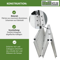 DREIBREIT by TRUTZHOLM Auffahrrampe Alu 255x115 cm 2-fach klappbar 1020 kg gelocht extra Breite