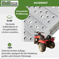 DREIBREIT by TRUTZHOLM Auffahrrampe Alu 255x115 cm 2-fach klappbar 1020 kg gelocht extra Breite