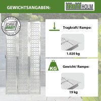 DREIBREIT by TRUTZHOLM 2-fach Auffahrrampe klappbar 255 cm Tragkraft 1020 kg Alu gelocht gerillt