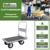 Plattformwagen 300 kg luftbereift Transportwagen Handwagen Transportkarre