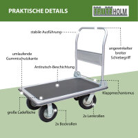 Plattformwagen 300 kg luftbereift Transportwagen Handwagen Transportkarre
