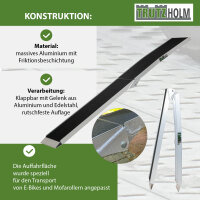 TRUTZHOLM 1x Auffahrrampe klappbar 228 cm 340 kg Traglast Alu Anti Rutsch E-Bike Fahrradrampe