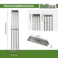 TRUTZHOLM Auffahrrampe klappbar 305 cm Traglast 680 kg Alu grau Motorradrampe Heavy Duty