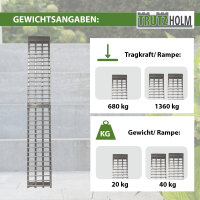 TRUTZHOLM Auffahrrampe klappbar 305 cm Traglast 680 kg Alu grau Motorradrampe Heavy Duty
