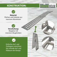 TRUTZHOLM Auffahrrampe klappbar 305 cm Traglast 680 kg Alu grau Motorradrampe Heavy Duty