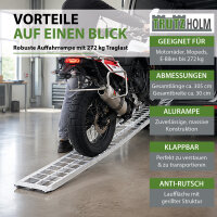 TRUTZHOLM Auffahrrampe klappbar 305 cm Traglast 272 kg Aluminium Motorradrampe Rampe Verladerampe