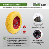 Schubkarrenrad pannensicher 4.00-8 / 4.80 mit Achse Ersatzrad Vollgummi Schubkarre PU