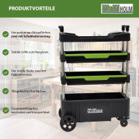 Montagewagen klappbar mobil transportabel 67,5x40x95 cm Traglast 80 kg 4 Ablagefächer leer