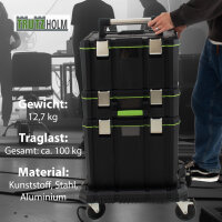 Profi Stapelboxen 3 Boxen mit Tragegriffen Rollbrett mobile Boxen