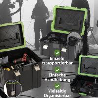 Profi Stapelboxen 3 Boxen mit Tragegriffen Rollbrett mobile Boxen
