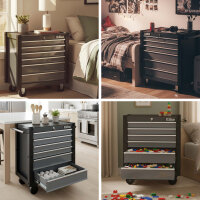 Werkstattwagen "Trutzi" abschließbar  6 Schubladen 78 x 64 cm Kantenschutzleisten Rollcontainer grau
